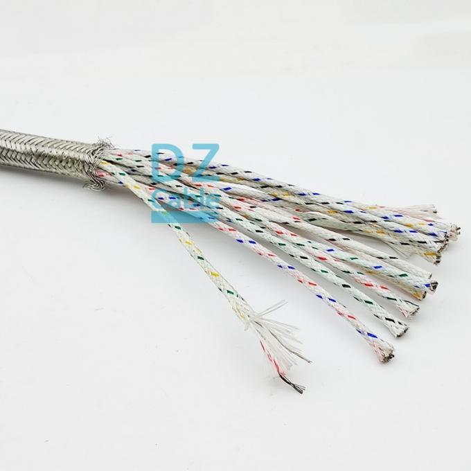 Extreme high temperature multipair sensor cable with glassfiber insulation and NPCWB metal braiding, rated 300V and 500°C